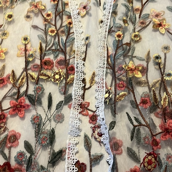 NWT-vivid-3X-embroidered flowers & ladybugs,mesh, kimono cardigan/swim cover-up. - Picture 9 of 14